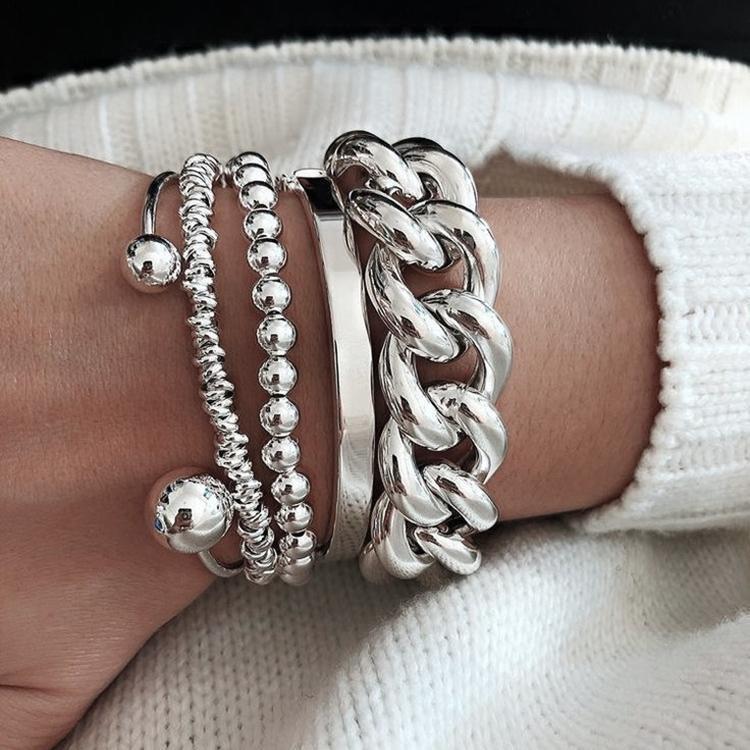 Enacolor%20%205Pcs/Set%20Exaggerated%20Thick%20Chain%20Open%20Bangles%20Bracelet,%20Irregular%20Geometric%20Round%20Bead%20Metal%20Bracelet%20Fashion%20Jewelry%20New%20%202025%20-%20Image%202