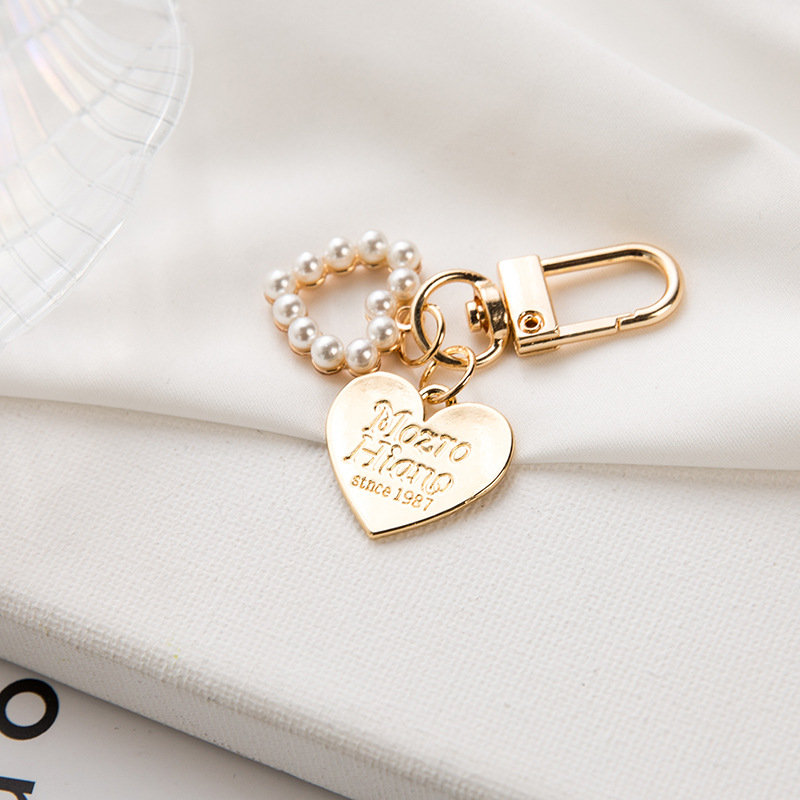 Cute Fairy Heart Shell Keychain Alloy Pearl Conch Keychain Women's Bag Pendant Key with Mobile Phone Pendant