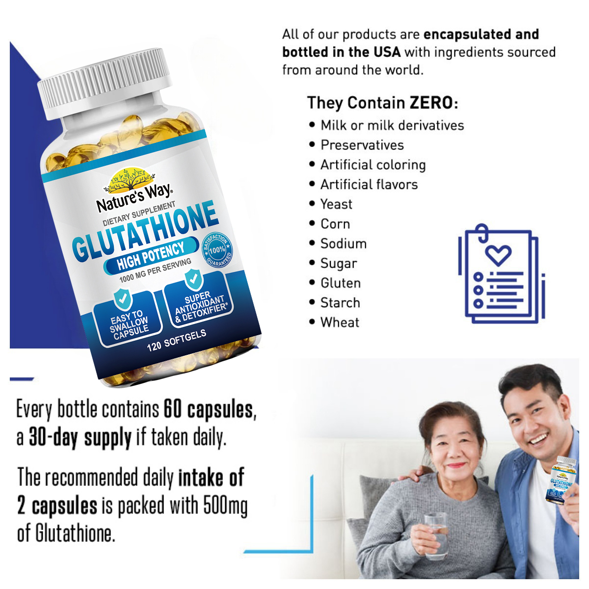 Nature's Way Glutathione Capsules 1000mg Powerful Whitening Reduce Dull  Skin Supplement Antioxidant Anti-Aging Detox Kapsul 120pcs Kapsul  Glutathione Mendukung Kesehatan Kulit dan Kuku | Lazada Indonesia