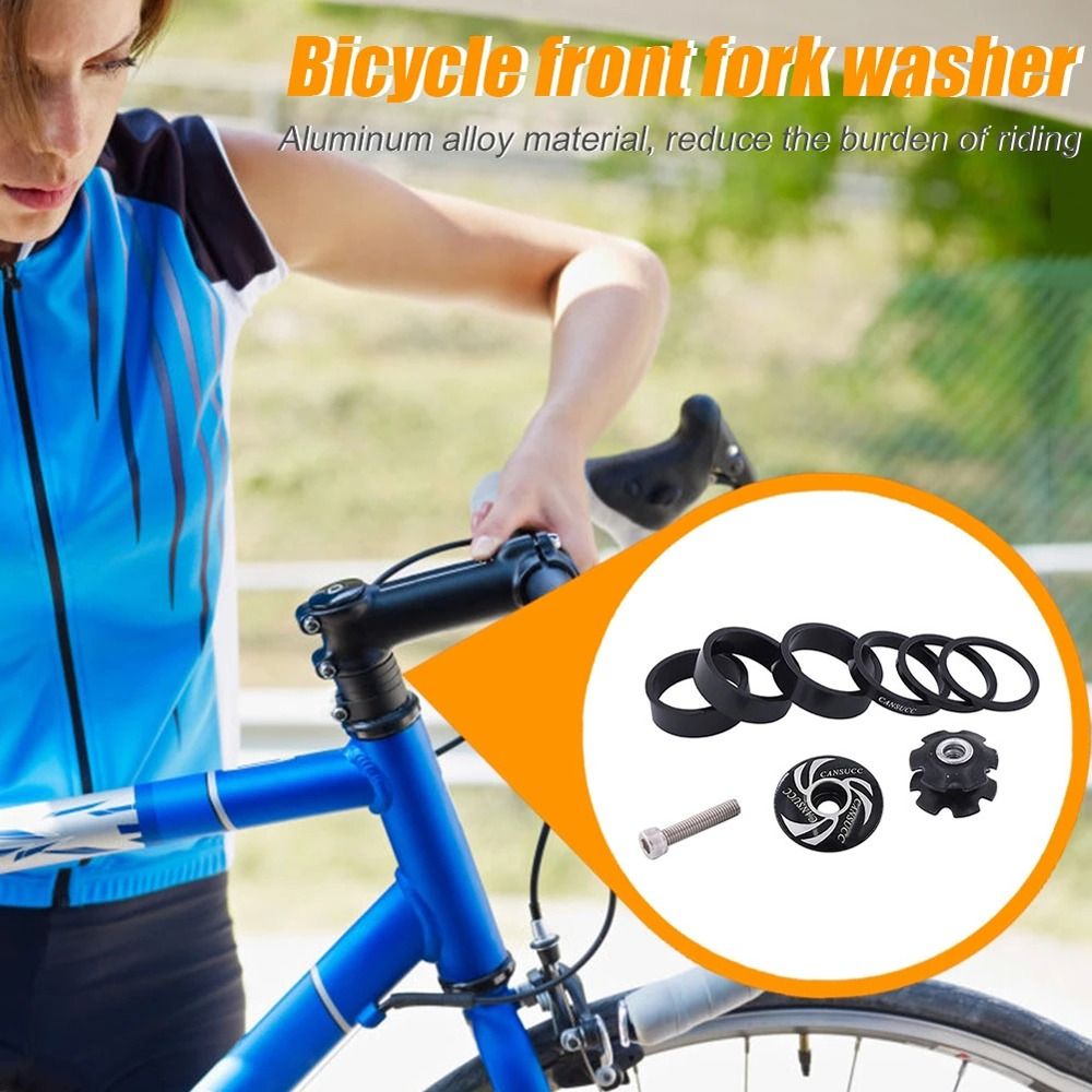 QSV8E Aluminum Alloy Cycling Front Fork Washer Stem Spacers Headset Riser Handlebar Spacers Stem Ring Gasket Set Bicycle Front Fork Washer Headset Spacer Bike Headset Washer