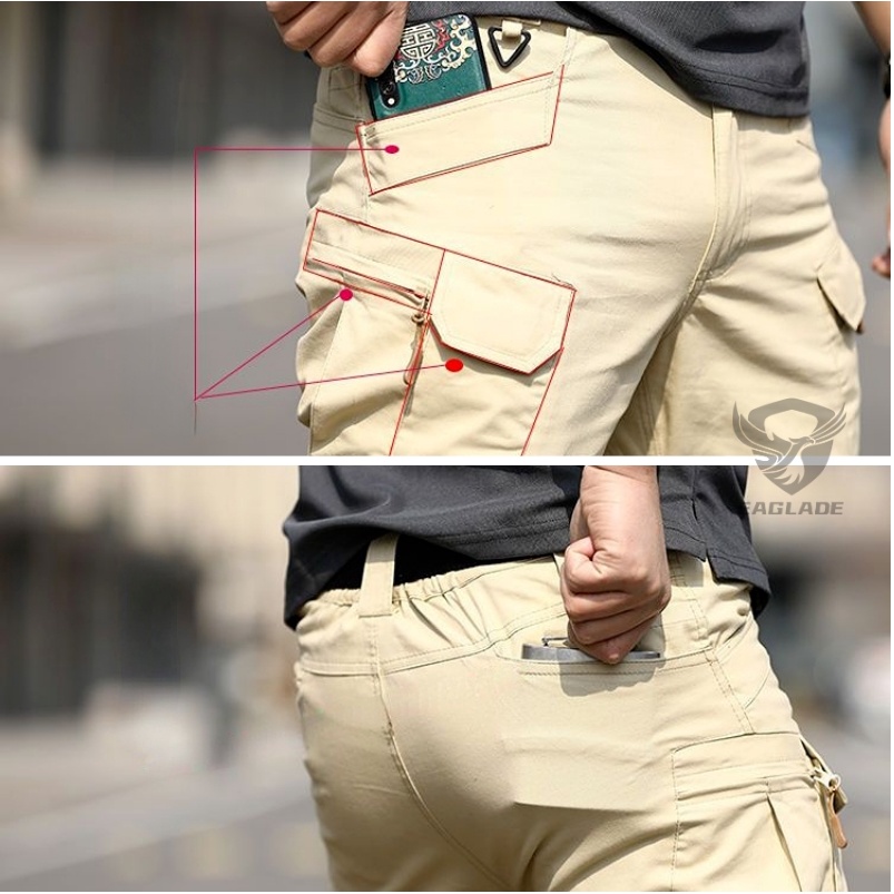 Eaglade Tactical Cargo Pants Men 3 Multi Pockets Slim Fit Stretchable IX7