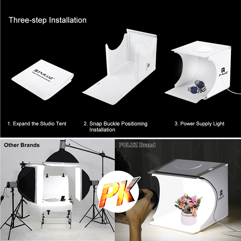 Mini Folding Photography Studio Soft Box 2LED Lightbox Background Photo Kit. 