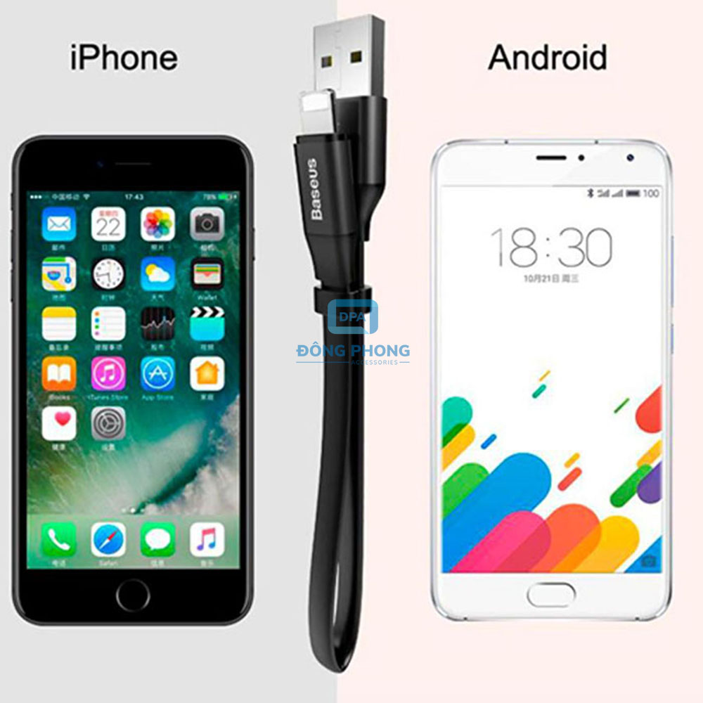 Cáp Ngắn Đa Năng Baseus 2 in 1 Micro USB và Lightning Chính Hãng
