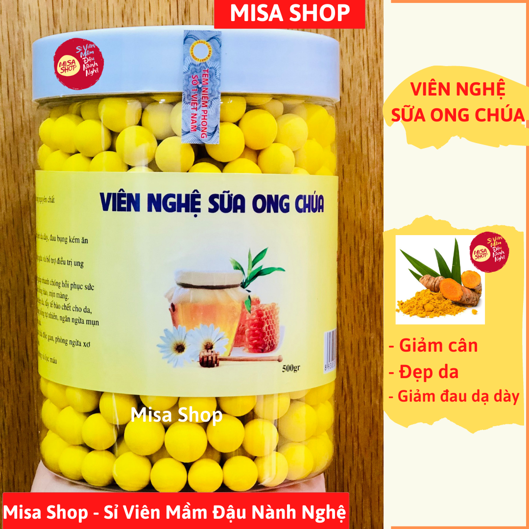 [MIỄN SHIP] Hộp 500gr Viên nghệ sữa ong chúa mật ong giảm cân – Misa Shop