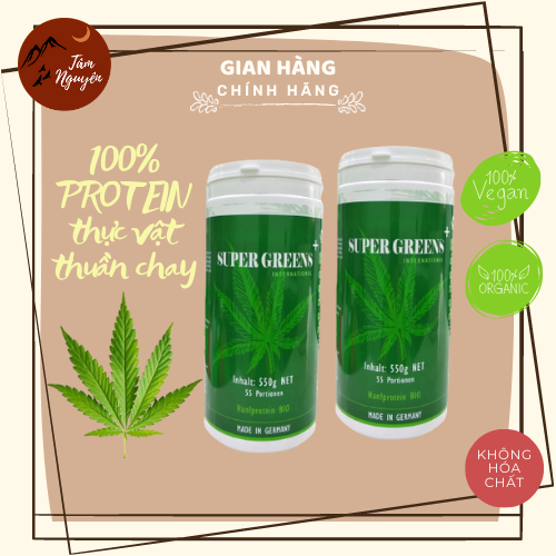 [CAO CẤP] [Có sẵn] Bột gai dầu sinh học SUPER GREENS+ 550g (hàng nhập khẩu trực tiếp từ Đức)
