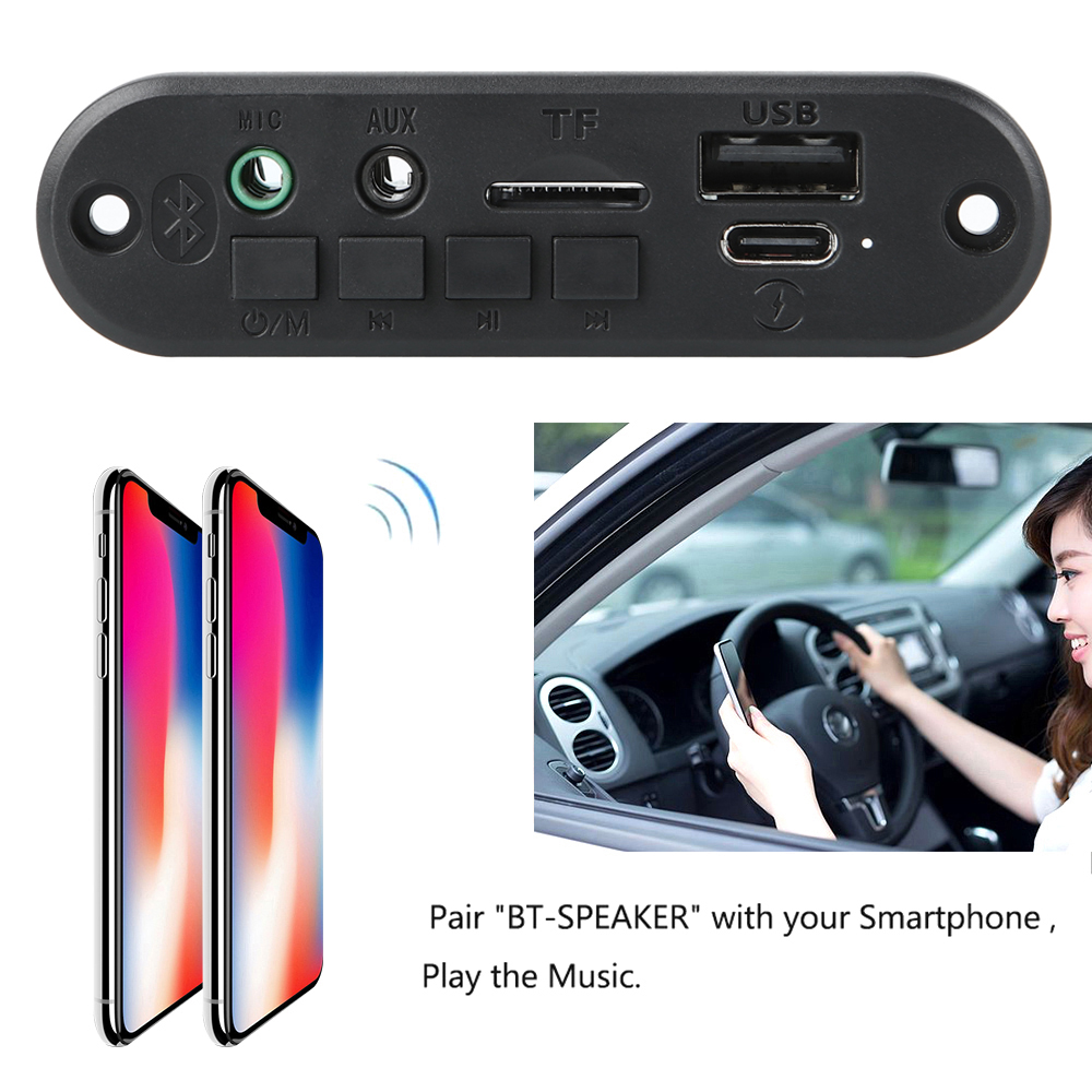 Kebidumei 6W Amplifier 3.7V 5V MP3 Player Bluetooth 5.0 MP3 Decoder Board Support Call Recording 3.5mm USB TF FM for Module Car Speaker