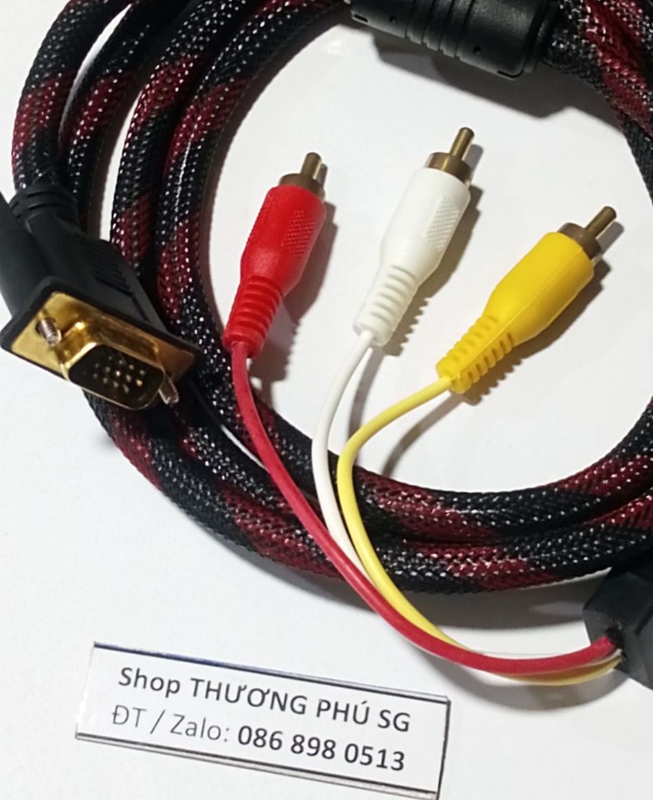 [HCM]Cáp tín hiệu VGA ra 3RAV (AV-Hoa sen): Cáp dài 1.5M