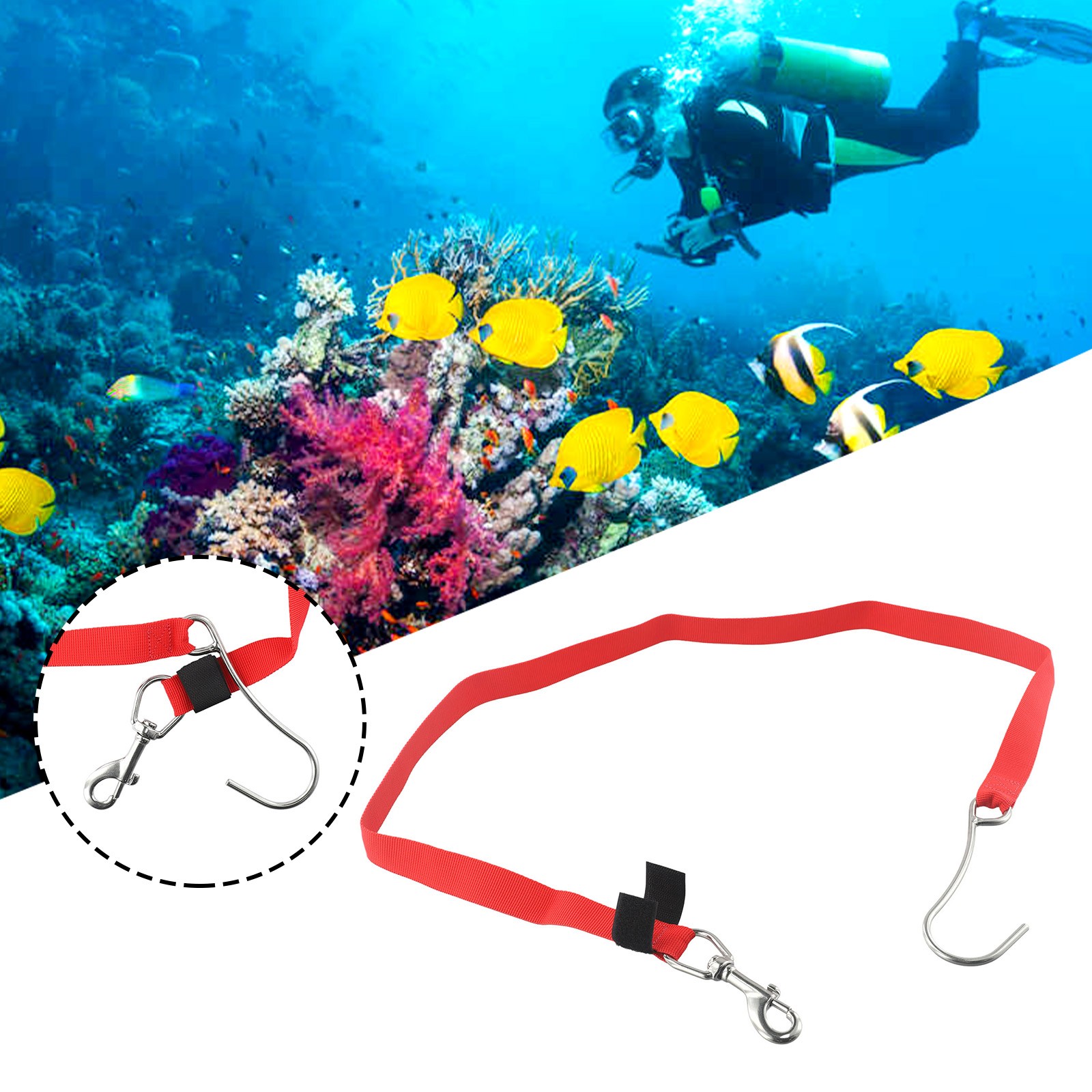 Scuba Diving Single Reef Hook With Webbing Safety Gear Diving Ocean Current Fixation Cords