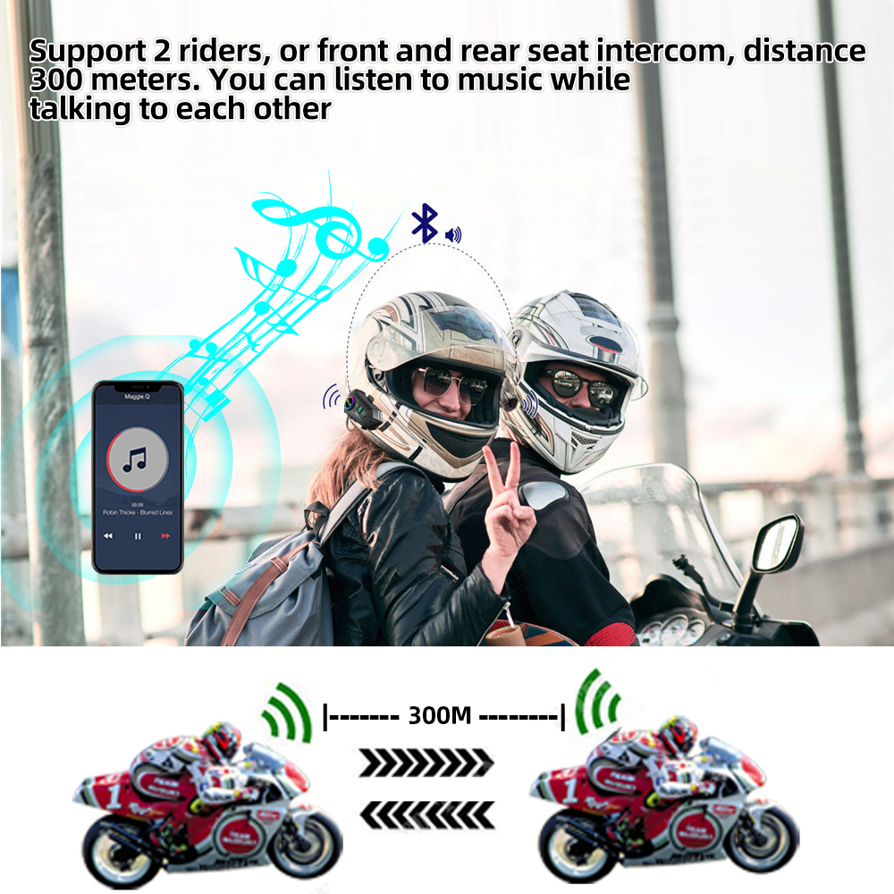 YP10 Helmet Bluetooth Headset Intercom Dual-mode dual-channel Wireless Handsfree Interphone Waterproof Motorbike Earphone. 