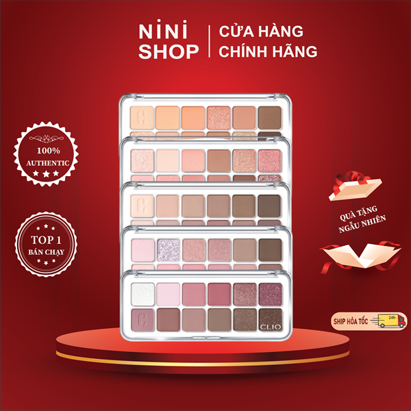 Bảng phấn mắt 12 ô lấp lánh clio pro eye palette air - ninishop