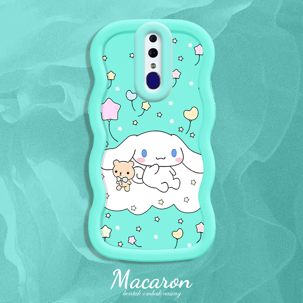 TA for OPPO F11 Back Cover Macaron Wave Soft Silicone Mobile Phone Cover Dog and Balloon Pattern Case. 
