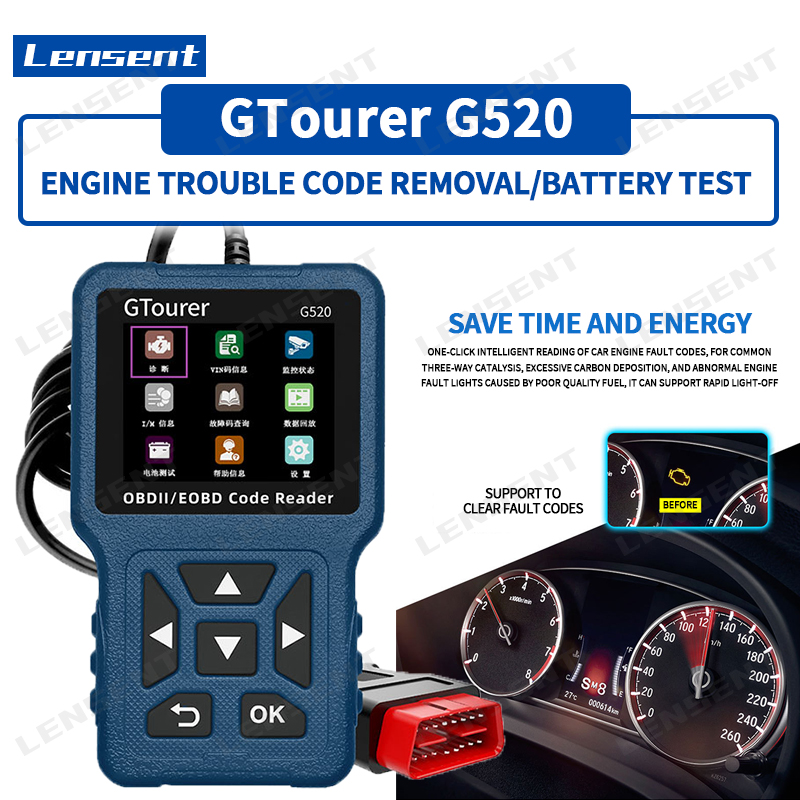 Lensent G520 OBD2 car computer diagnostic instrument, engine trouble code elimination, trouble code detection, auto repair tool, trouble light, trouble code elimination Repair Tools Auto Repair Diagnostic Tools