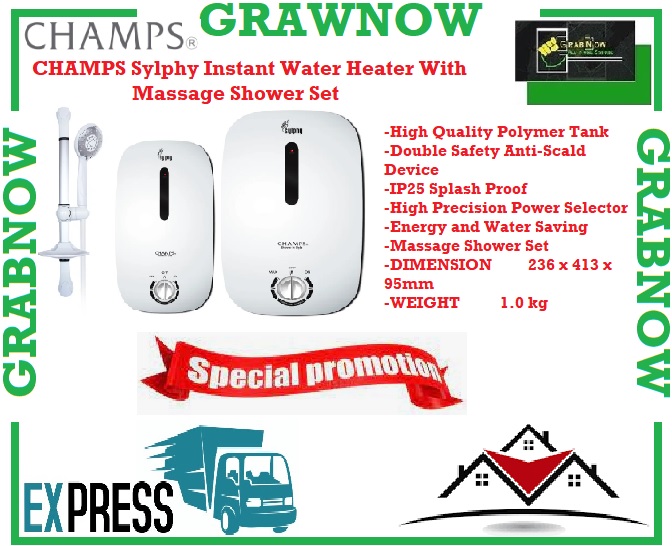 CHAMPS Sylphy Instant Water Heater With Massage Shower Set (High