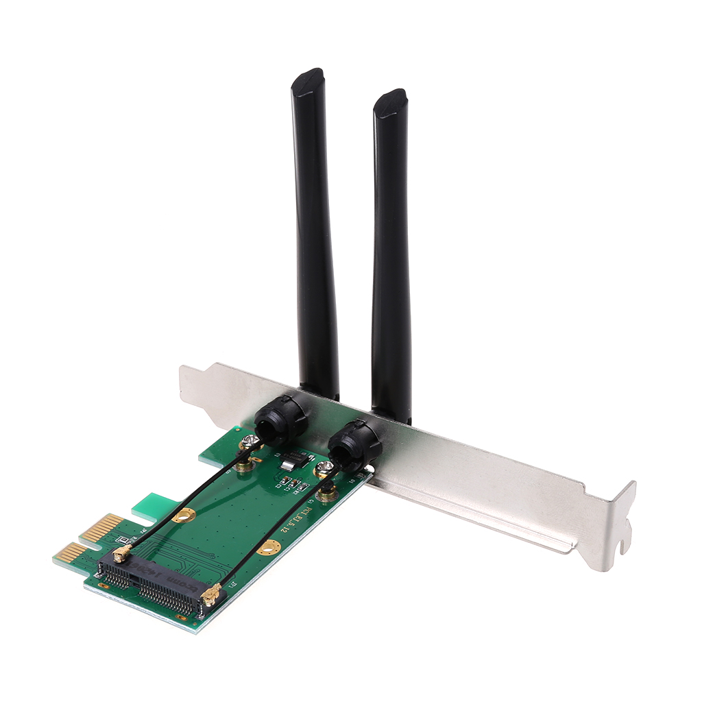 Wireless Wifi Network Card Mini PCIE to PCI-E 1X Desktop WIFI Adapter for Computer wirh 2 Antennas