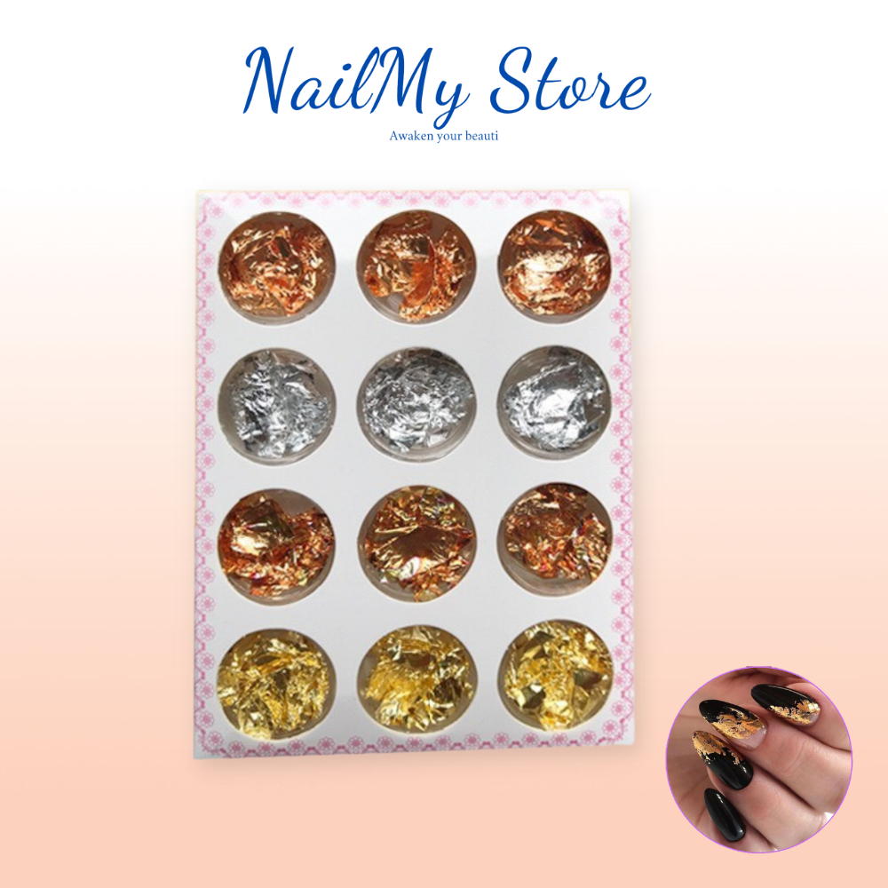 Giấy nhún nail vàng bạc 4 màu trang trí móng tay