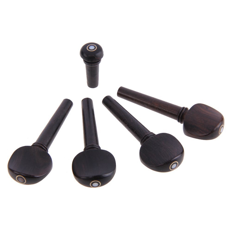 1set 7 Ebony 4/4 Violin Tailpiece Endpin 4 Pegs Chinrest Pegs Violin Parts