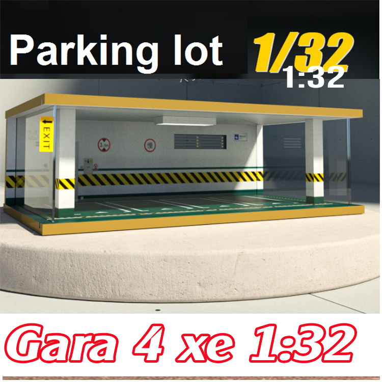 Đồ chơi mô hình gỗ gara trưng bày xe mô hình ô tô tỉ lệ 1:32 có đèn chiếu sáng để được 2/4/6 xe