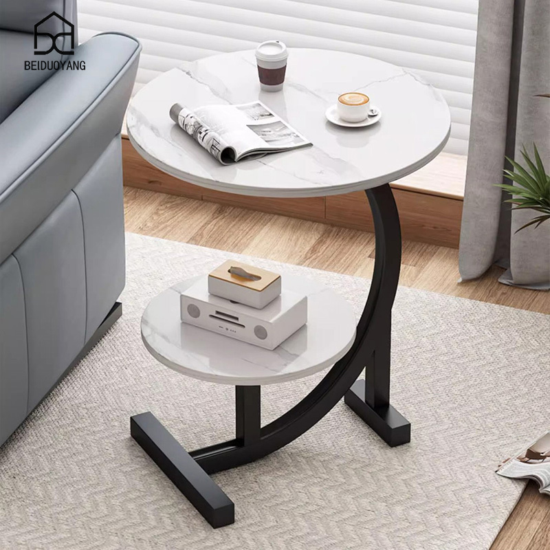 BEIDUOYANG Bedside table movable and simple small round table living room sofa bedroom bedside small coffee table household mini bedside table