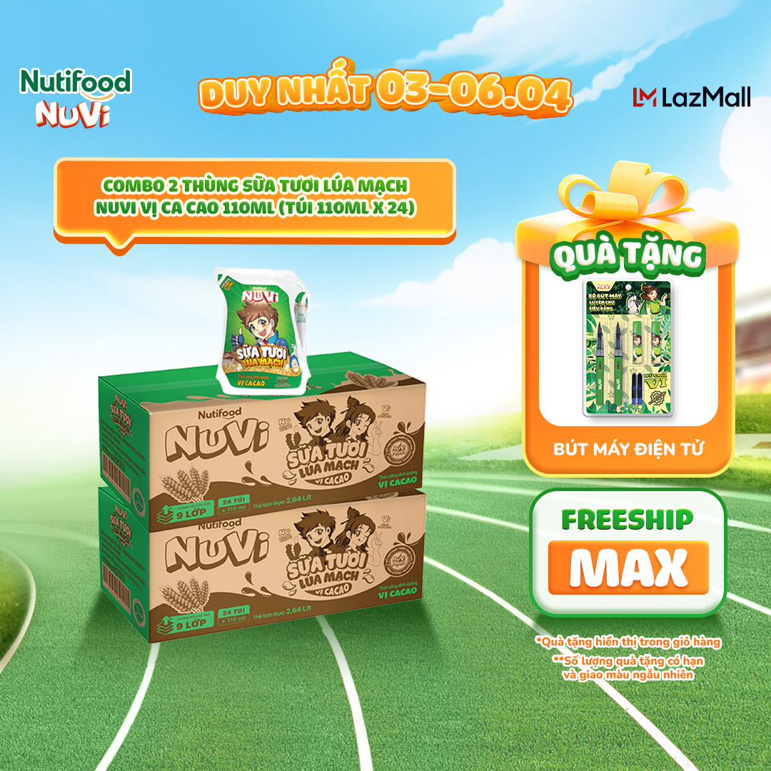 NuVi Combo 2 Thùng Thức Uống Sữa Tươi Trái Cây 110ml (110ml x 48 gói)