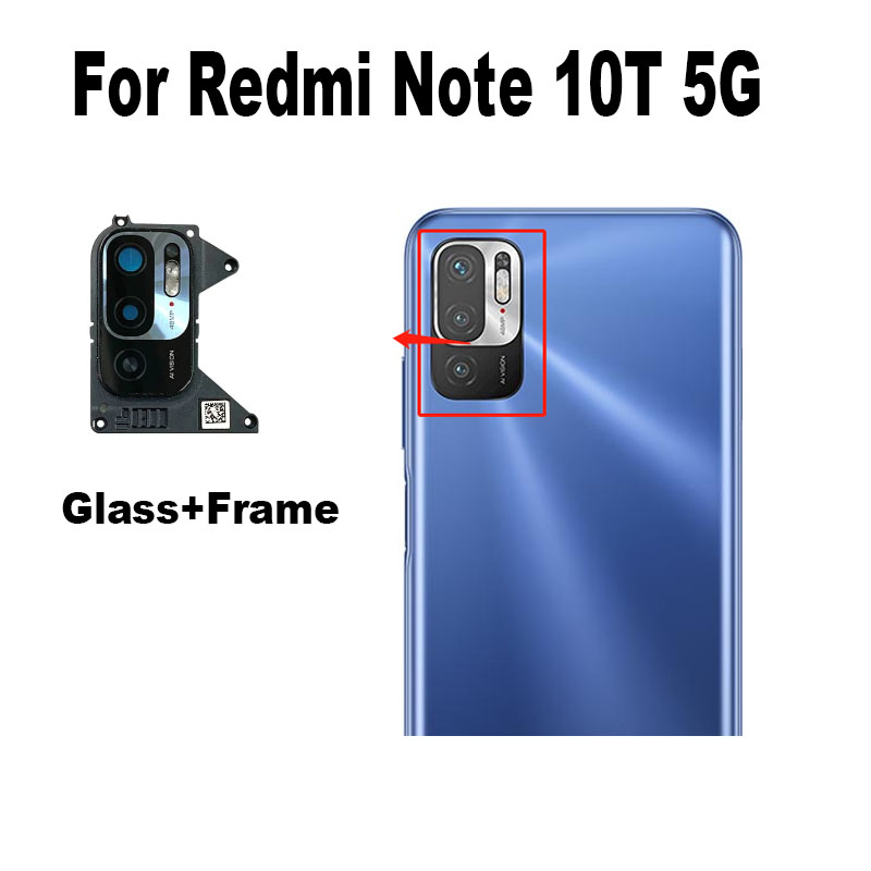 Rear Camera Glass For Redmi Note 10 10t 5g Back Glass Lens With Frame 