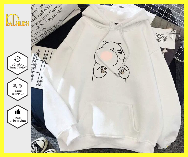Áo hoodie nam nữ in gấu má hồng