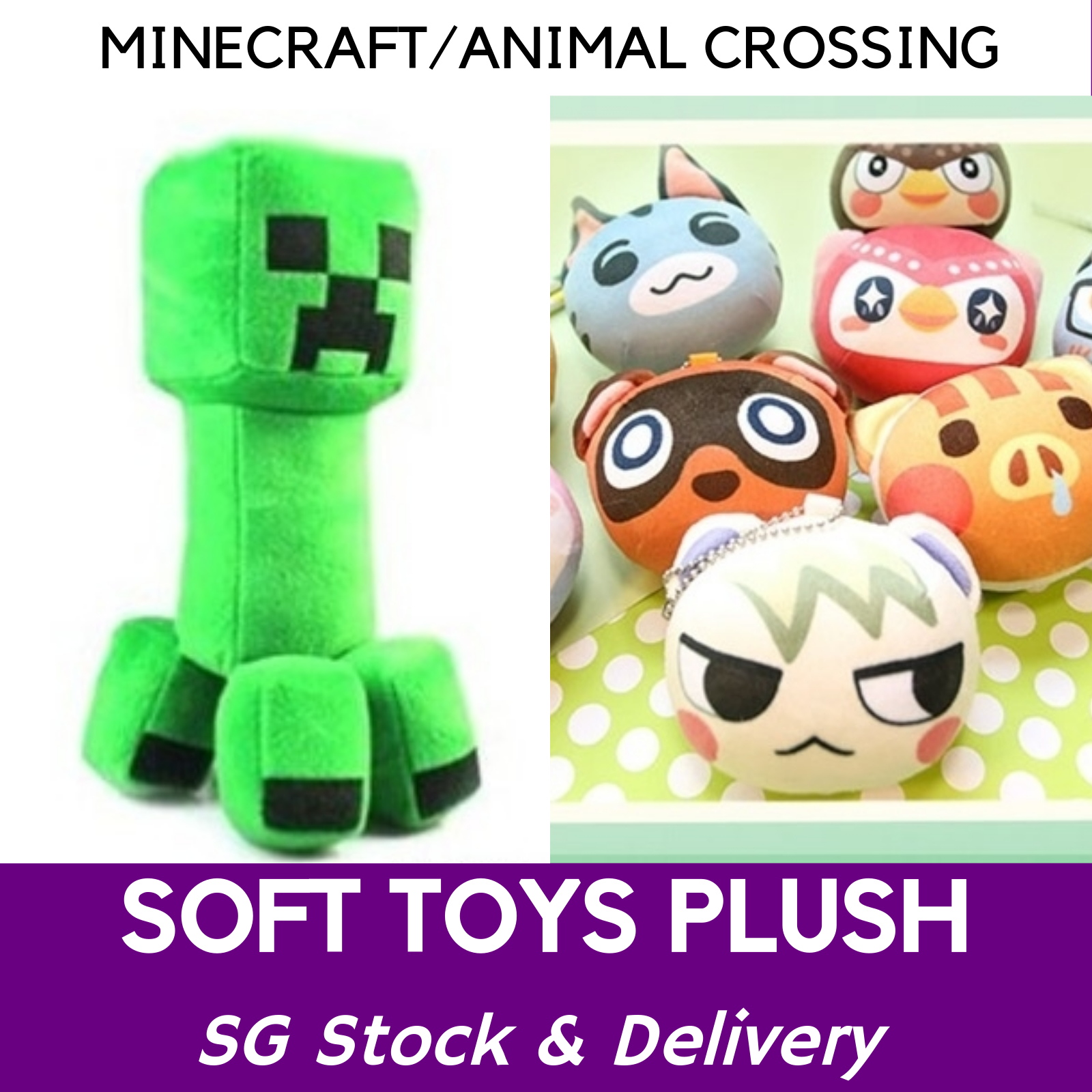 SG SELLER READY STOCK) Soft toys Creeper Minecraft/Animal Crossing | Lazada  Singapore
