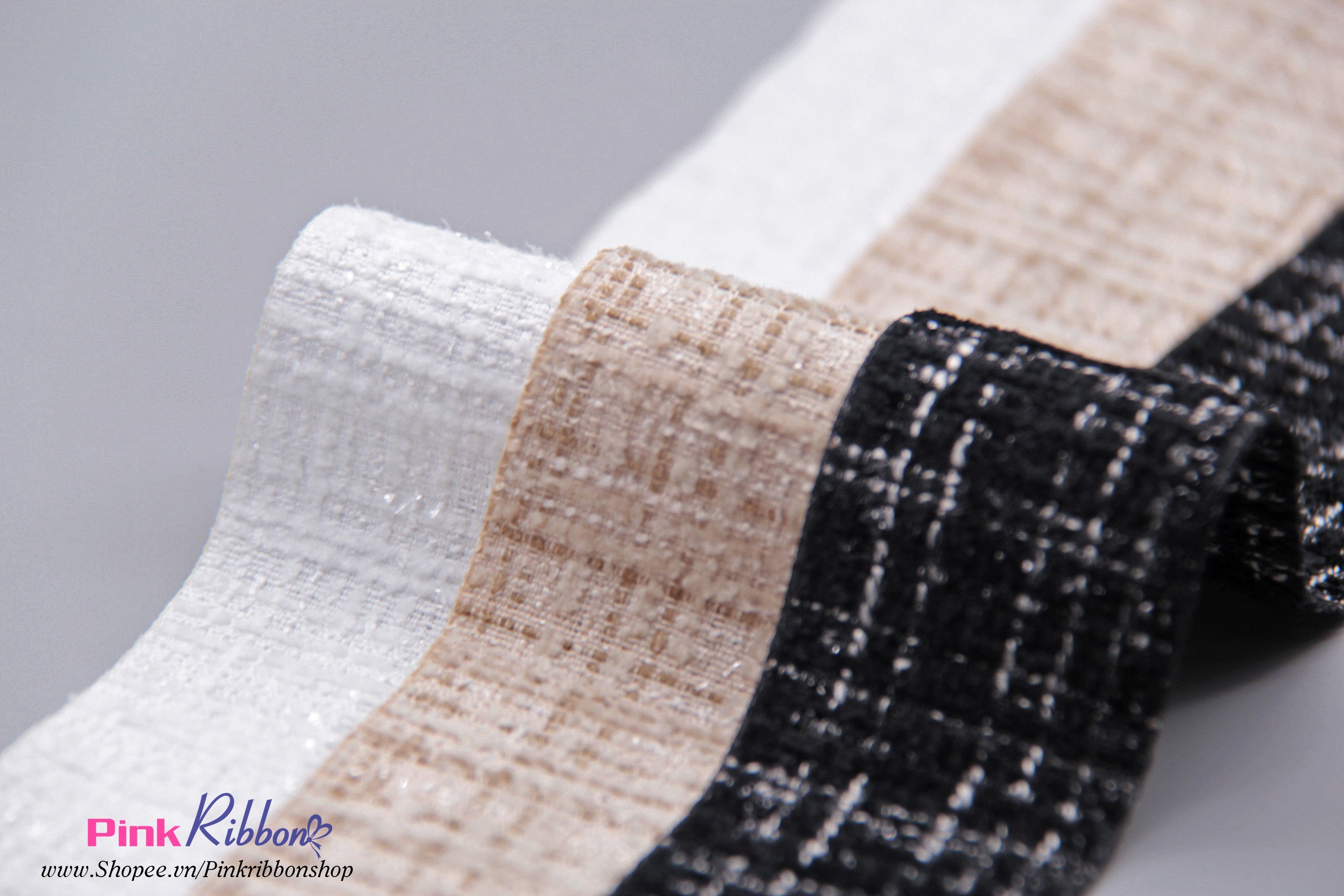 Ruy băng dạ tweed pha sợi kim tuyến