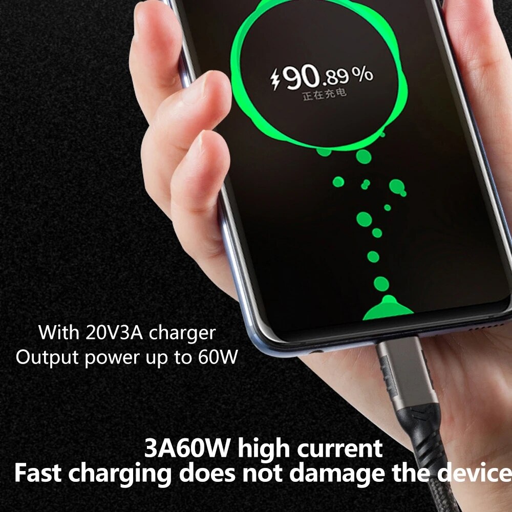 USB Type A to Type C Cable USB3.2 USB C 3.1 Gen2 Data Cable 10Gbps PD 60W/3A USB C SSD Hard Disk Fast Charging Cord for Samsung