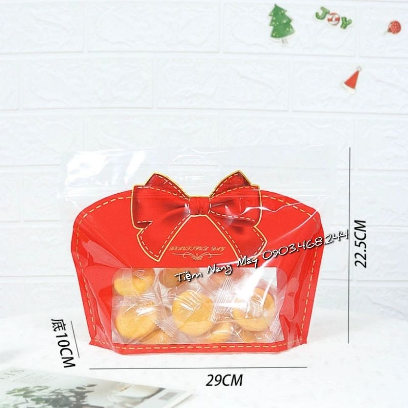 Túi zip hình nơ đỏ size Trung, Đại 10 túi