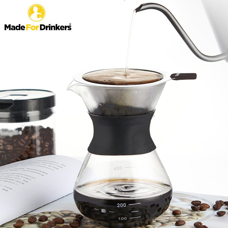 Pour Over Coffee Maker with Borosilicate Glass Manual Coffee Stainless