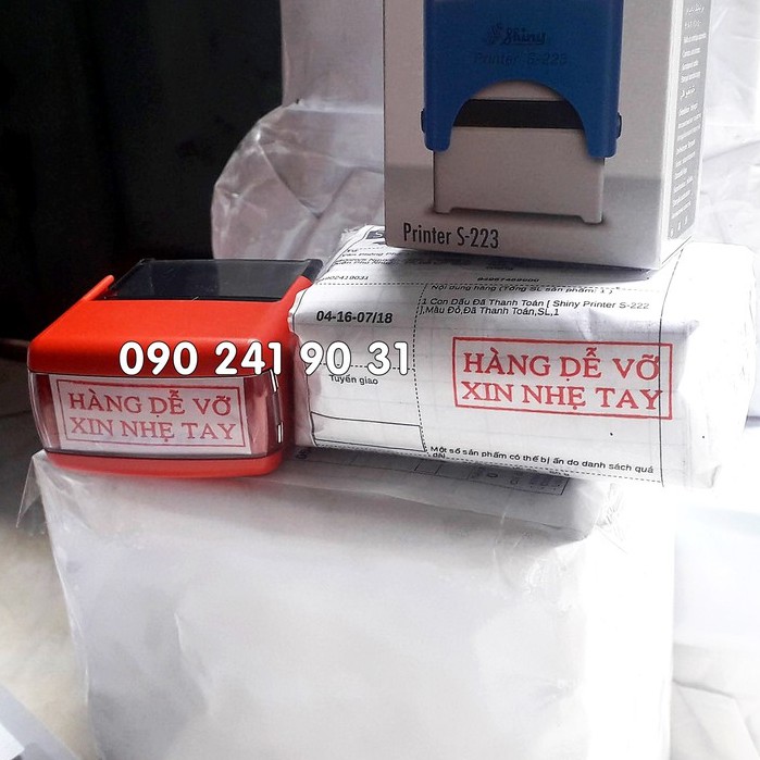 Con dấu HÀNG DỄ VỠ, XIN NHẸ TAY [ Shiny S-223 / 18 x 47mm ]