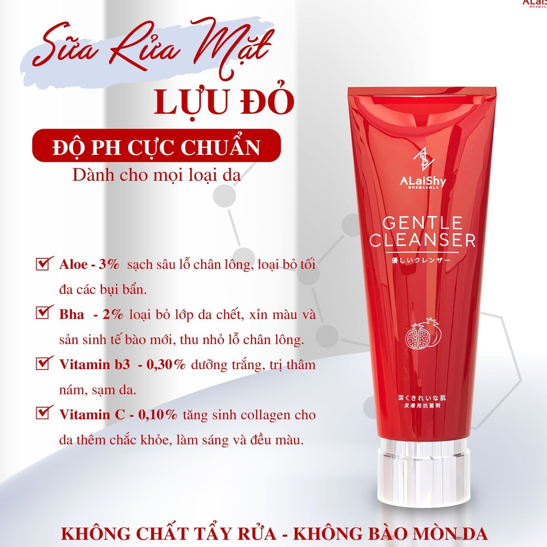 SỮA RỬA MẶT ALAISHY LỰU ĐỎ - sạch sâu - CẤP ẨM - DƯỠNG TRẮNG