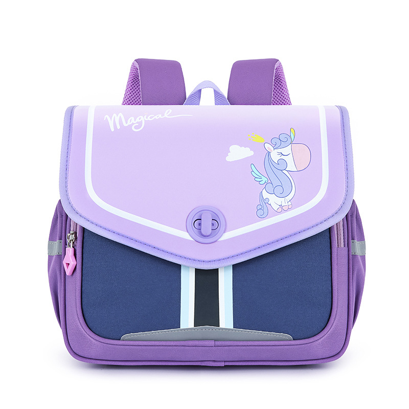 BAOLONGXIN Cartoon horizontal version of kindergarten boys and girls schoolbag primary school students large capacity light weight reduction backpack