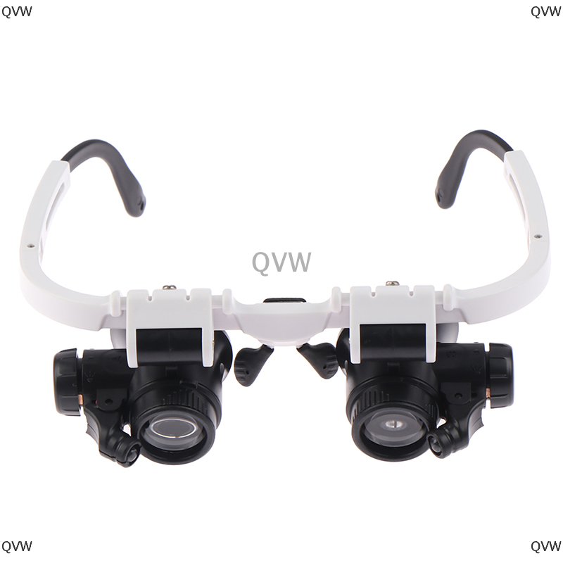 QVW Kính đeo đầu kính lúp kèm đèn LED 8x 15x 23X Thợ làm đồng hồ kính lúp thợ kim hoàn