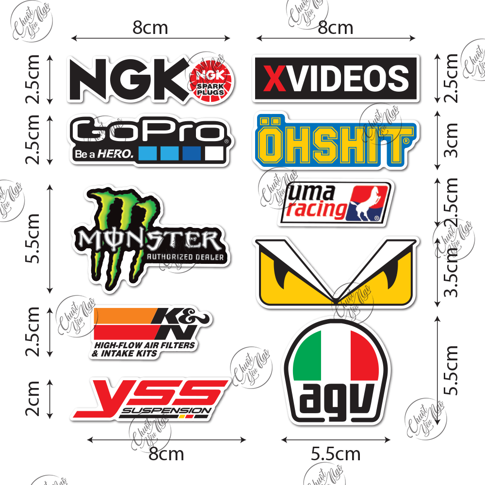 Combo 20 logo tem decal dán xe không trùng