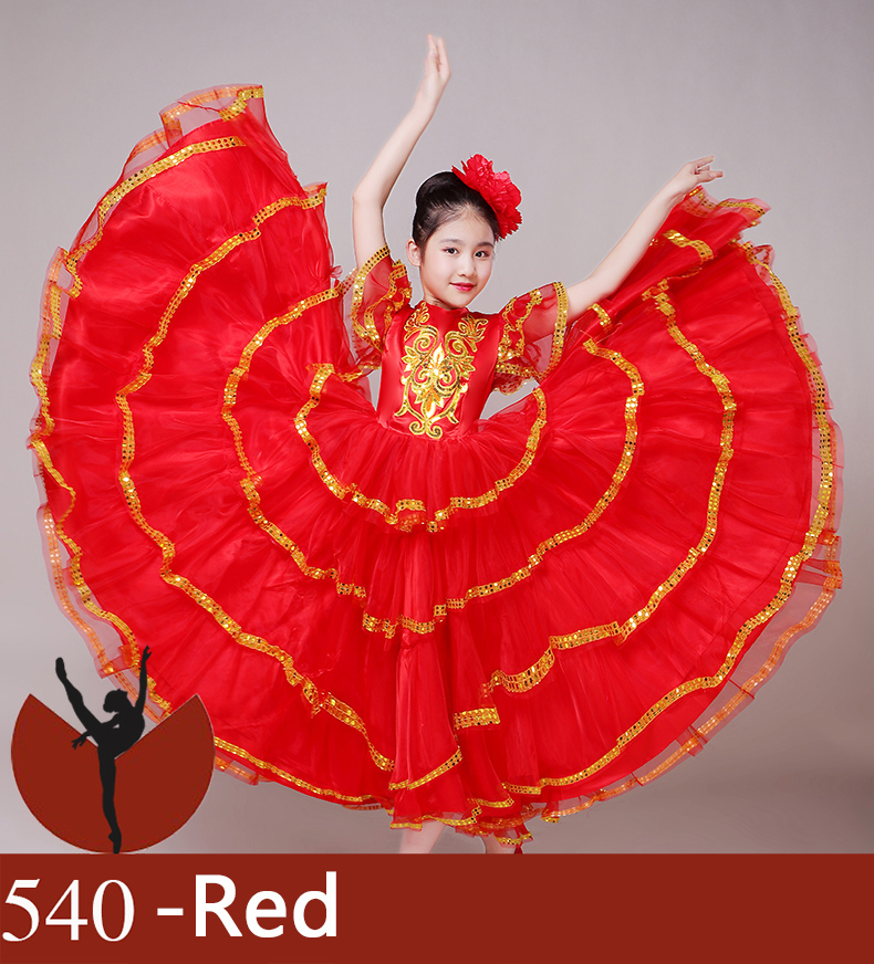 540/720 Degree Performance Spanish Flamenco Dance Dress