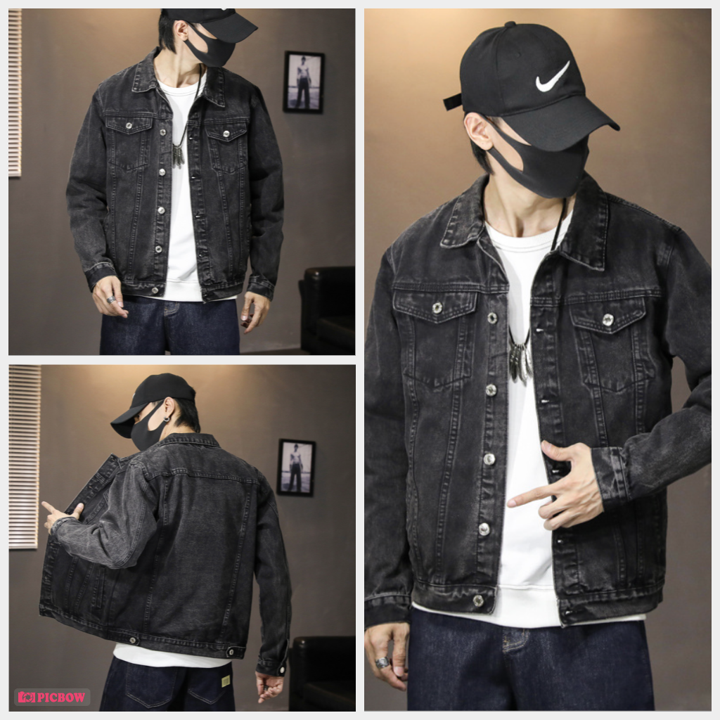 Áo khoác jeans nam màu xám lông chuột cực đẹp vải dày mịn dong phuong fashion''