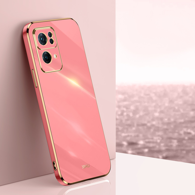 PlusCase for OPPO Reno7 Pro 5G 6D Plating Soft Case Lens Protector Square Frame Silicone Glossy Shockproof Phone Back Cover