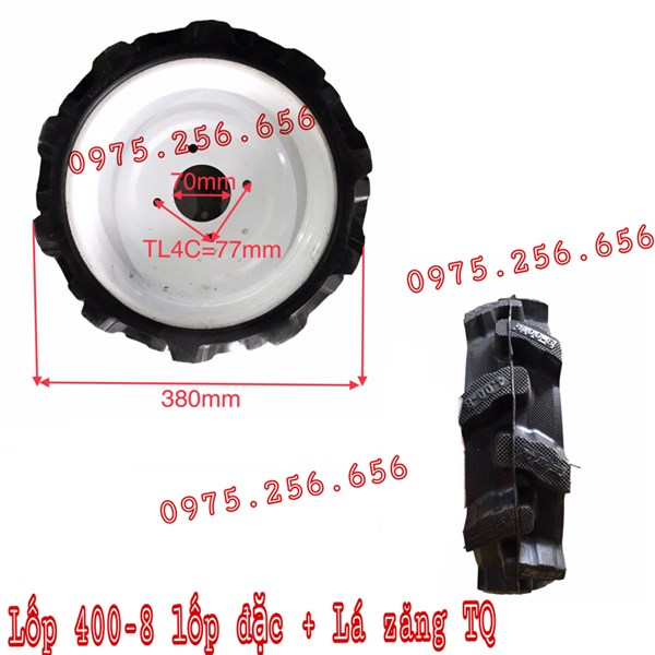 Lốp 400-8 lốp đặc + la Zăng TQ máy cày bánh xe lốp máy cày lốp đặc lốp các loại phụ tùng máy nông nghiệp phụ tùng Hùng Lỳ