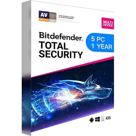 Phần mềm antivirus Bitdefender Total Security 2022 cho 5 thiết bị 1 năm