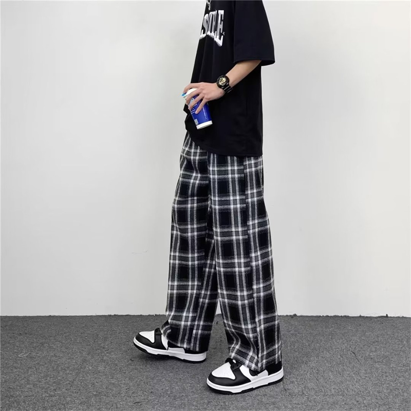 ASRV Men's pants - Super hot plaid pants Four seasons relaxed casual straight leg pants Men's and women's casual pants