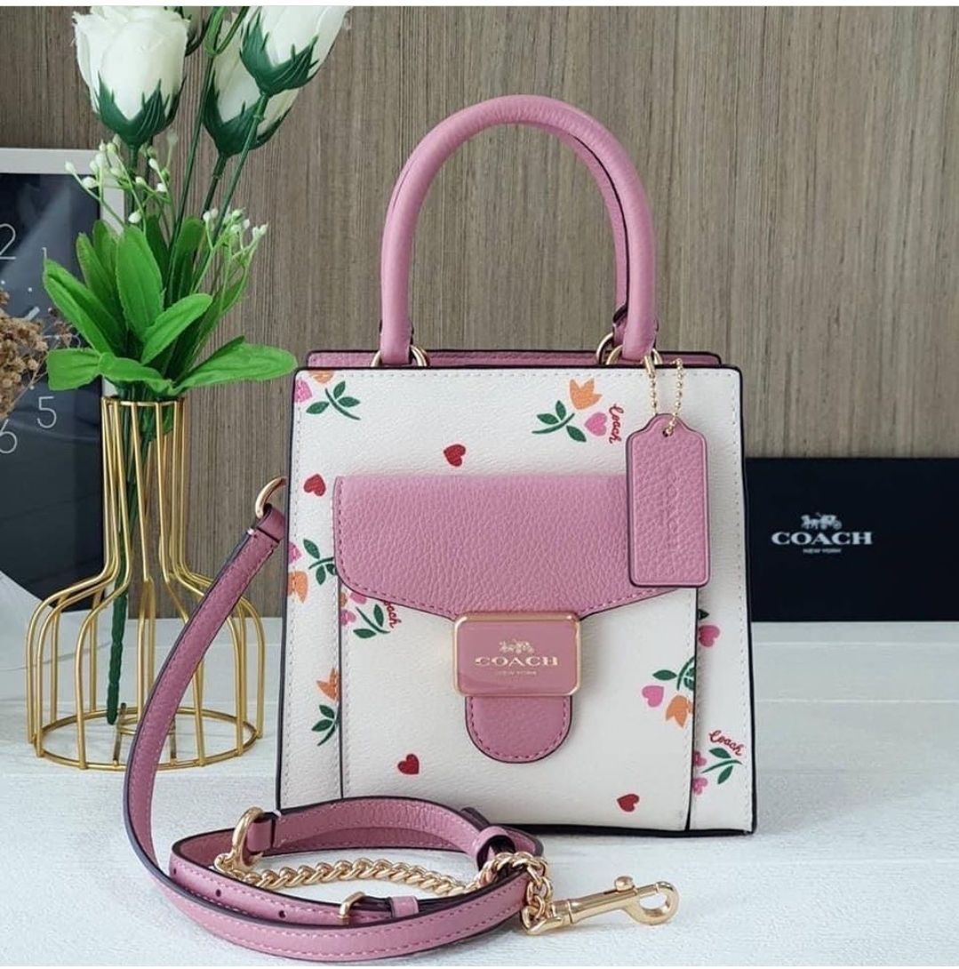 NWT Coach Mini Pepper Crossbody With Heart Petal Print c7599