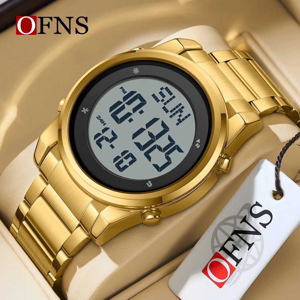 OFNS Metal Electronic Watch LED Display Watch Trend Waterproof Multi functional Men's Watch NS6160-5.