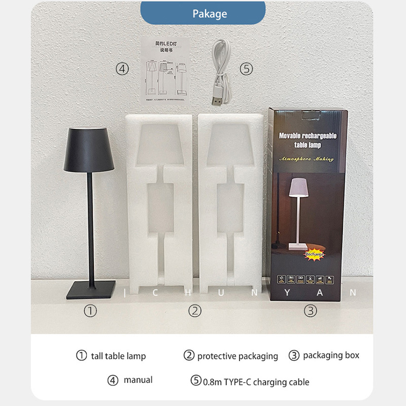 Table lamp LED Simple Modern Hardware Decoration Tall Table Lamp Bedroom Bedside Touch Switch USB Charging Night Light simple