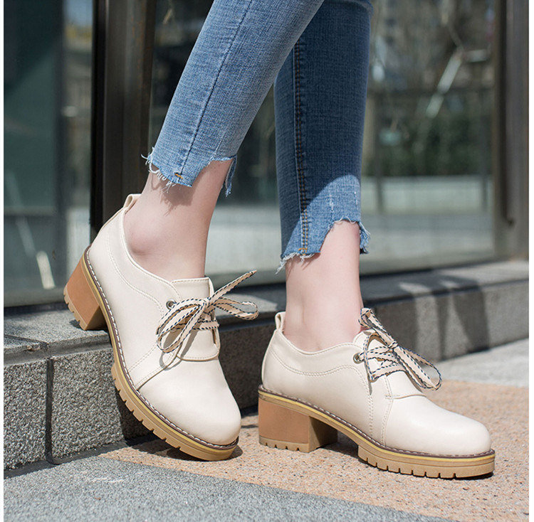 Giày Da Nữ Giày Oxford Cao Gót 5P ULZZANG