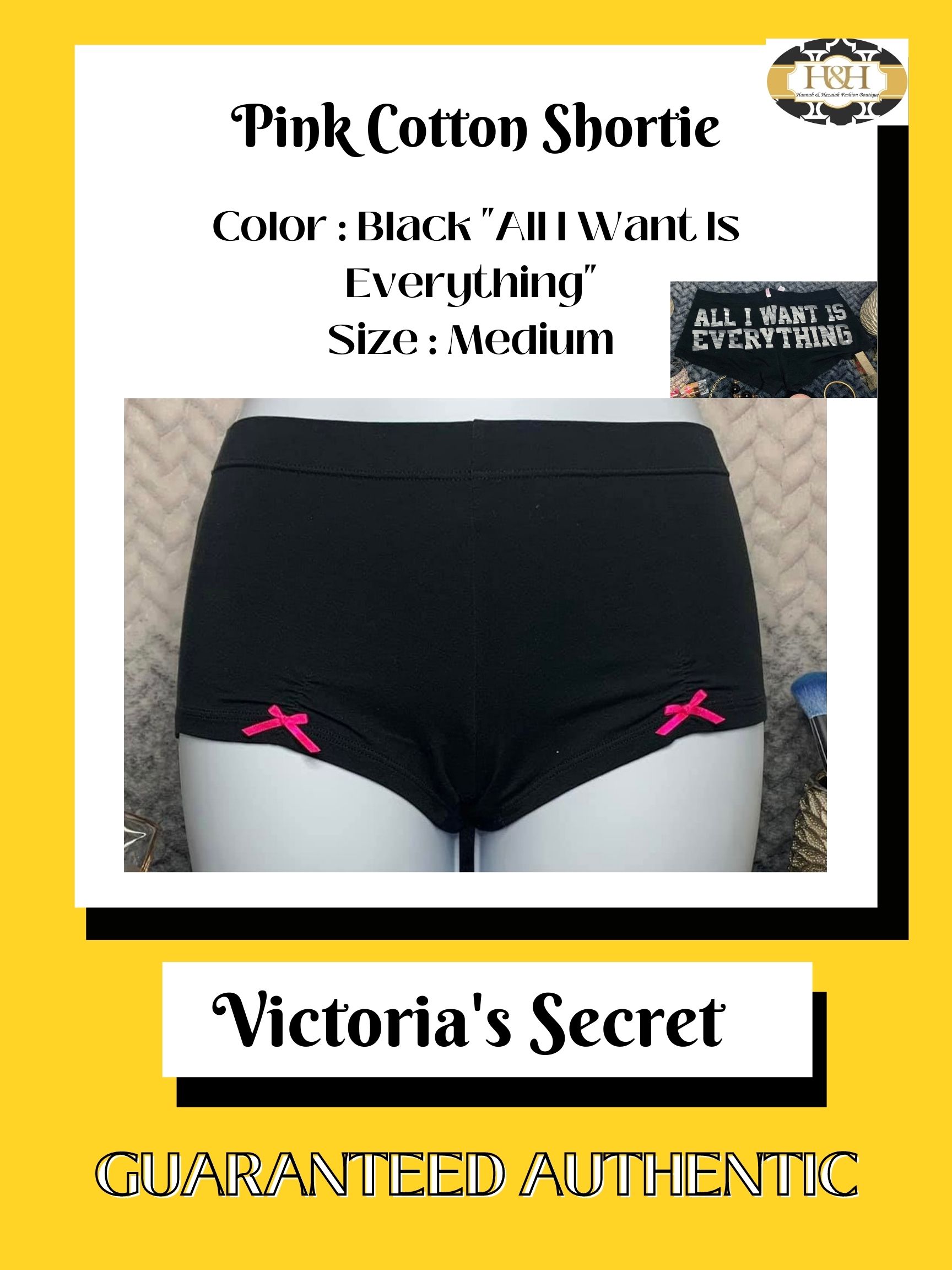 🇺🇸Authentic Victoria's Secret PINK Logo Shortie Underwear/Panty Available  in Medium Fits Waist 28 - 29