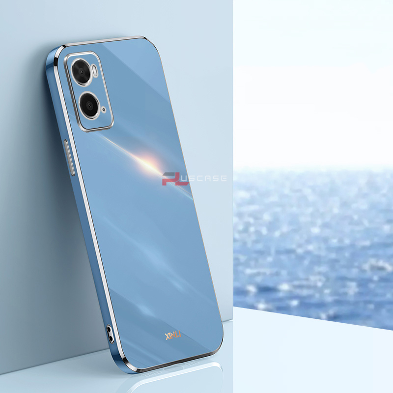 PlusCase for OPPO A76 A96 6D Plating Soft Case Lens Protector Square Frame Silicone Glossy Shockproof Phone Back Cover