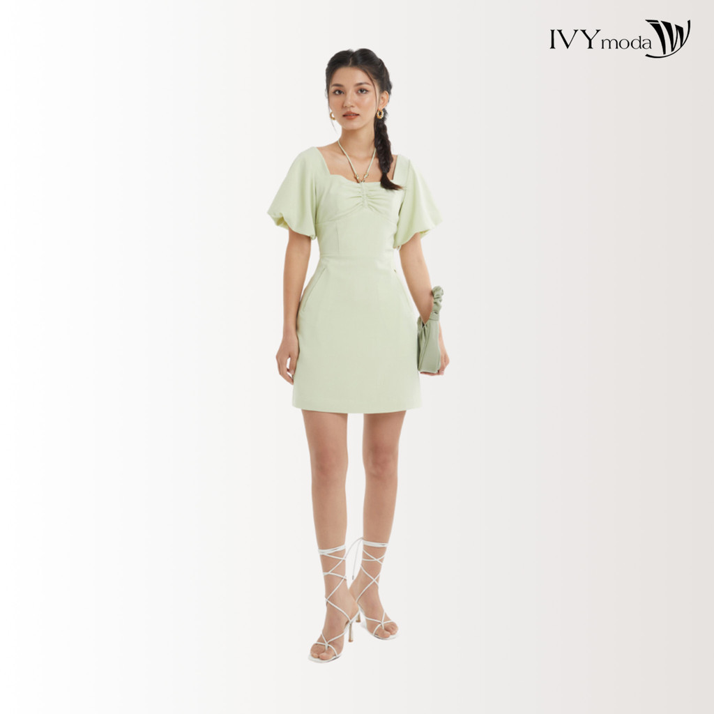 Đầm 2 lớp tay phồng IVY Moda MS 48B9404