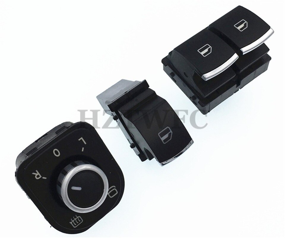 Chrome Window Switch Mirror Button 5K3959857 5ND959565A 5ND959855 For VW Passat B6 Eos Golf 5 6 Plus GTI Mk5 Mk6 Tiguan SCIROCCO