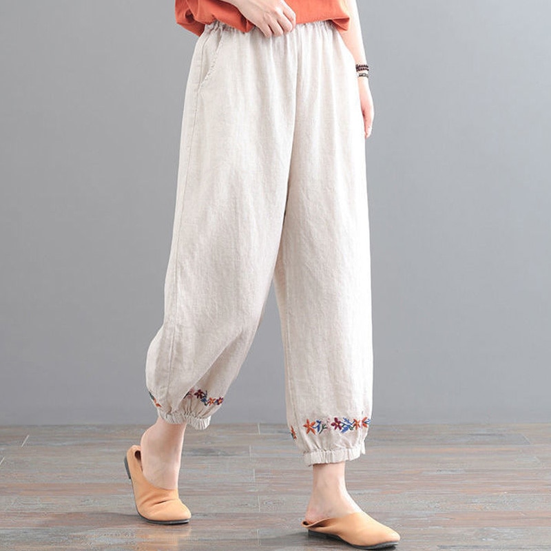 Comfy Stretch Harem Pants in White at Bellydance.com-cheohanoi.vn